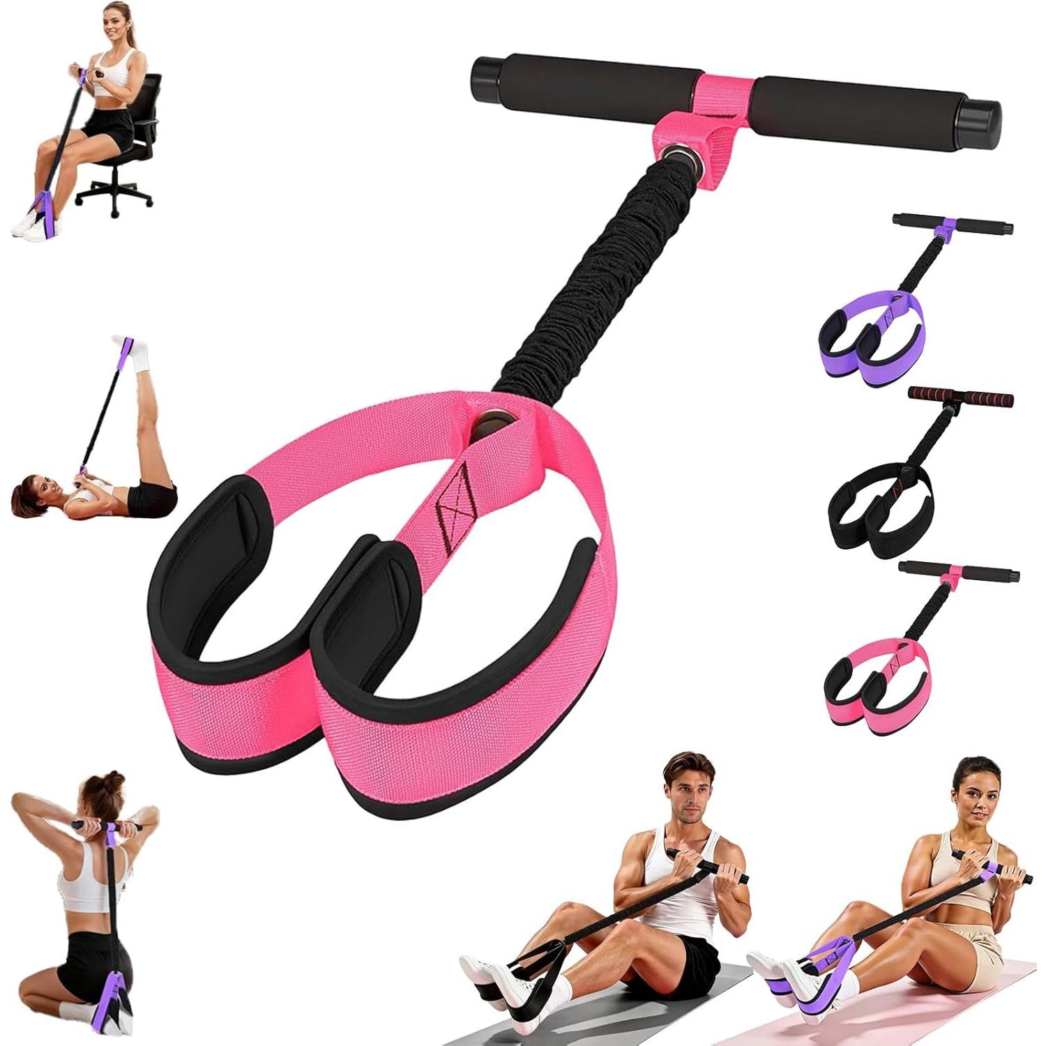 Multifunction Pedal Resistance Band with Handle,Tube/Petal/Foot/Full Body Resistance Bands with Handles,Multifunctional Foot Pedal Resistance Band розовый
