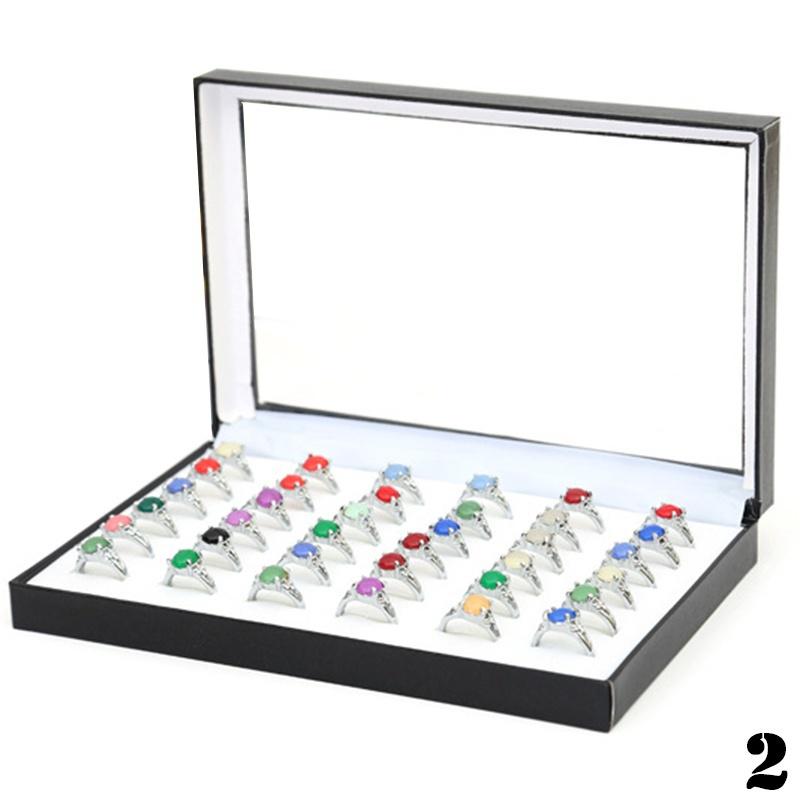 36 Slots Ring Storage Earrings Ring Display Window Empty Box Jewelry Organizer Holder