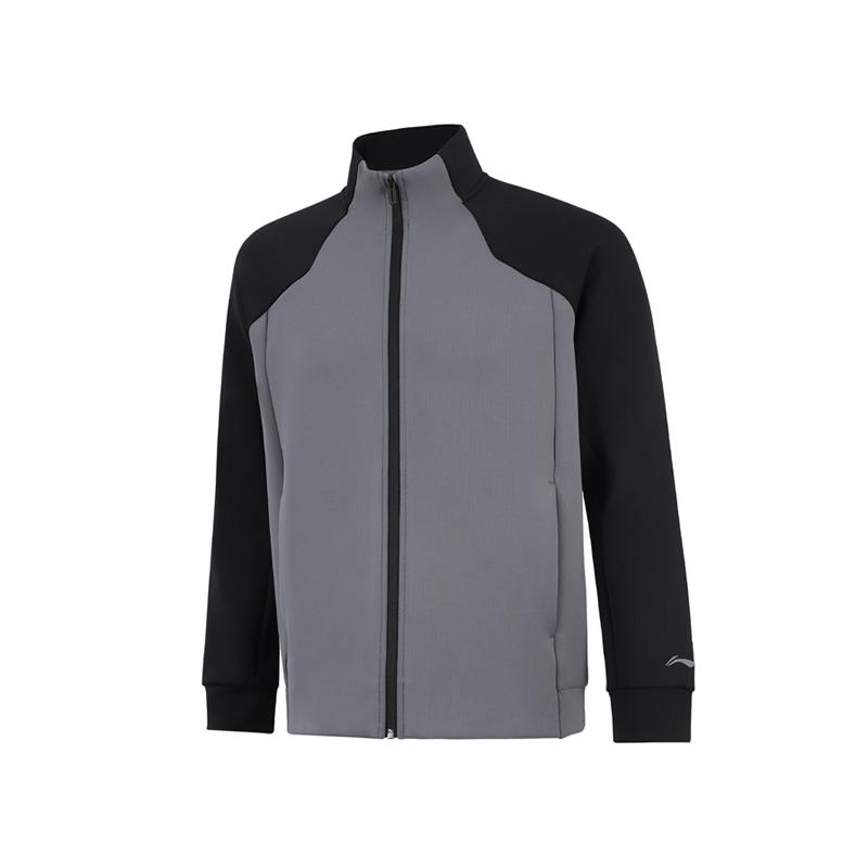 Li Ning Trendy Fashion Color Block Versatile Casual Comfortable Stand Collar Cardigan Sweatshirt Men Sweatshirt AWDVA85-3