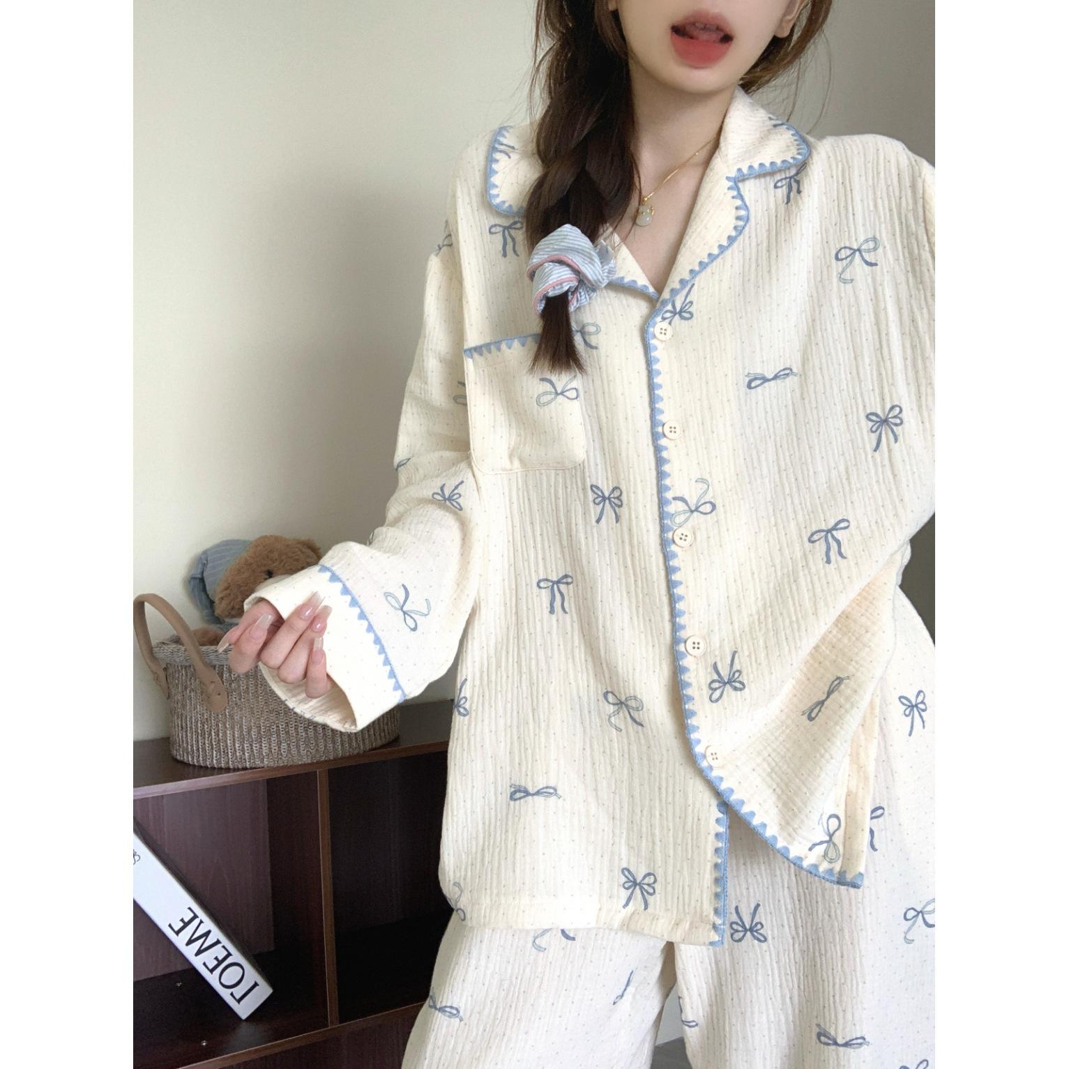

Cloud cotton pajamas women s spring and autumn long-sleeved suits, high-end autumn loungewear, sweet and can be worn outside M