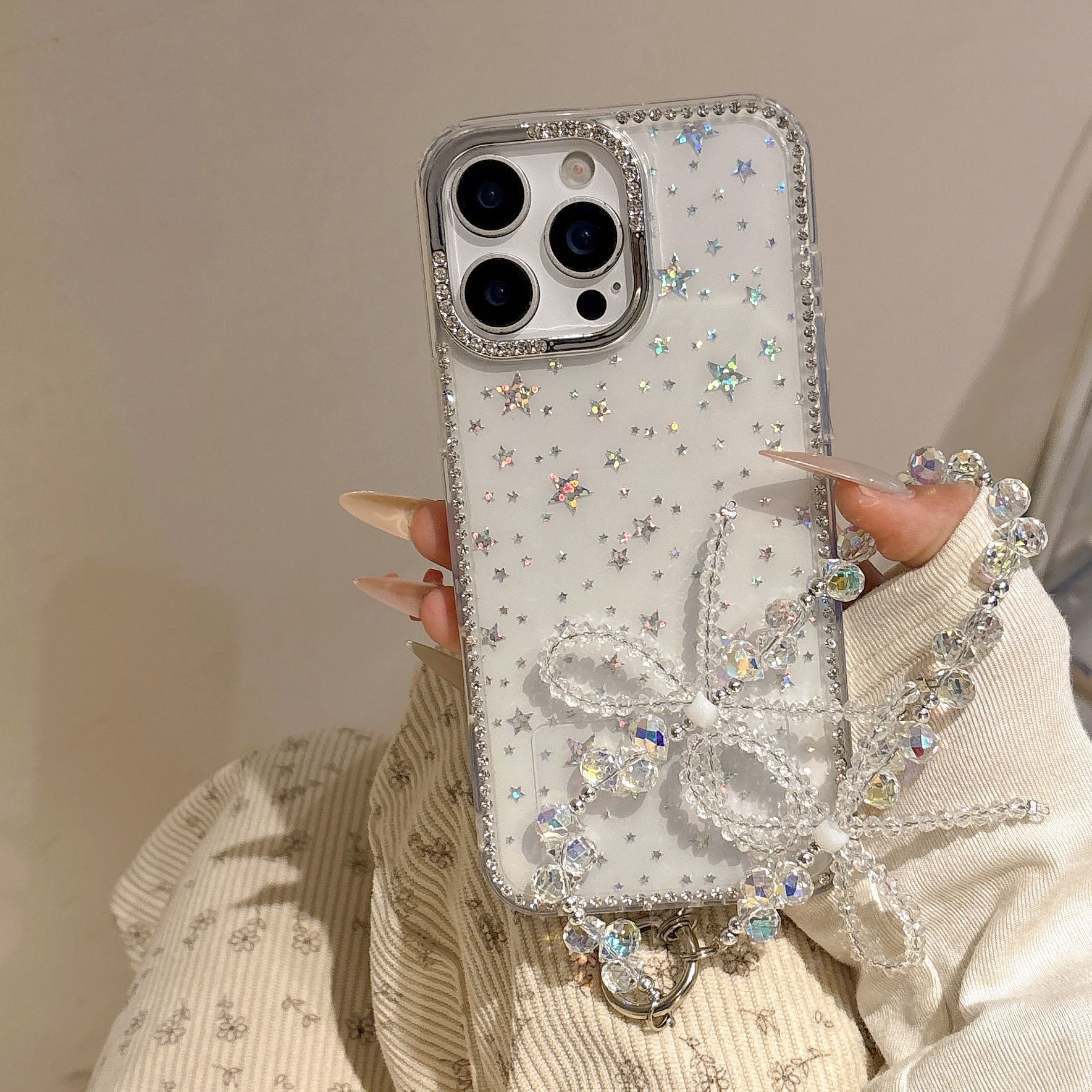 

Простой и прозрачный полноэкранный чехол со звездами, подходит для iPhone16promax Apple 15, чехол для мобильного телефона 14, браслет для девушки 13 наборов iPhone16plus