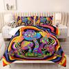 Mushroom Bedding Set, Retro Groovy 3 Pcs Duvet Cover Set Hippie Mushroom Bedding Set for Room Decor 1 Duvet Cover 2 Pillowcase