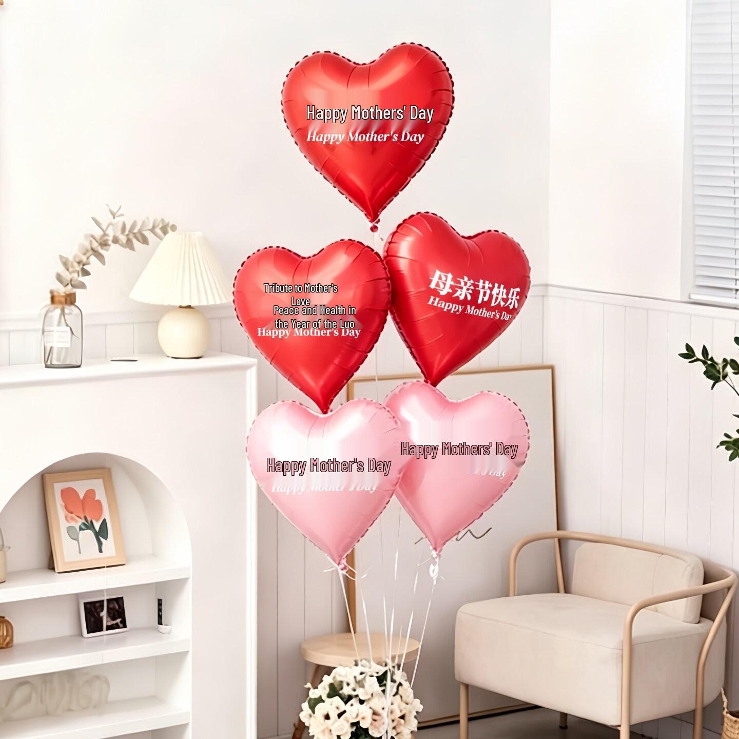 18 Heart-Shaped Mother s Day Foil Balloon - Event & Table Decoration