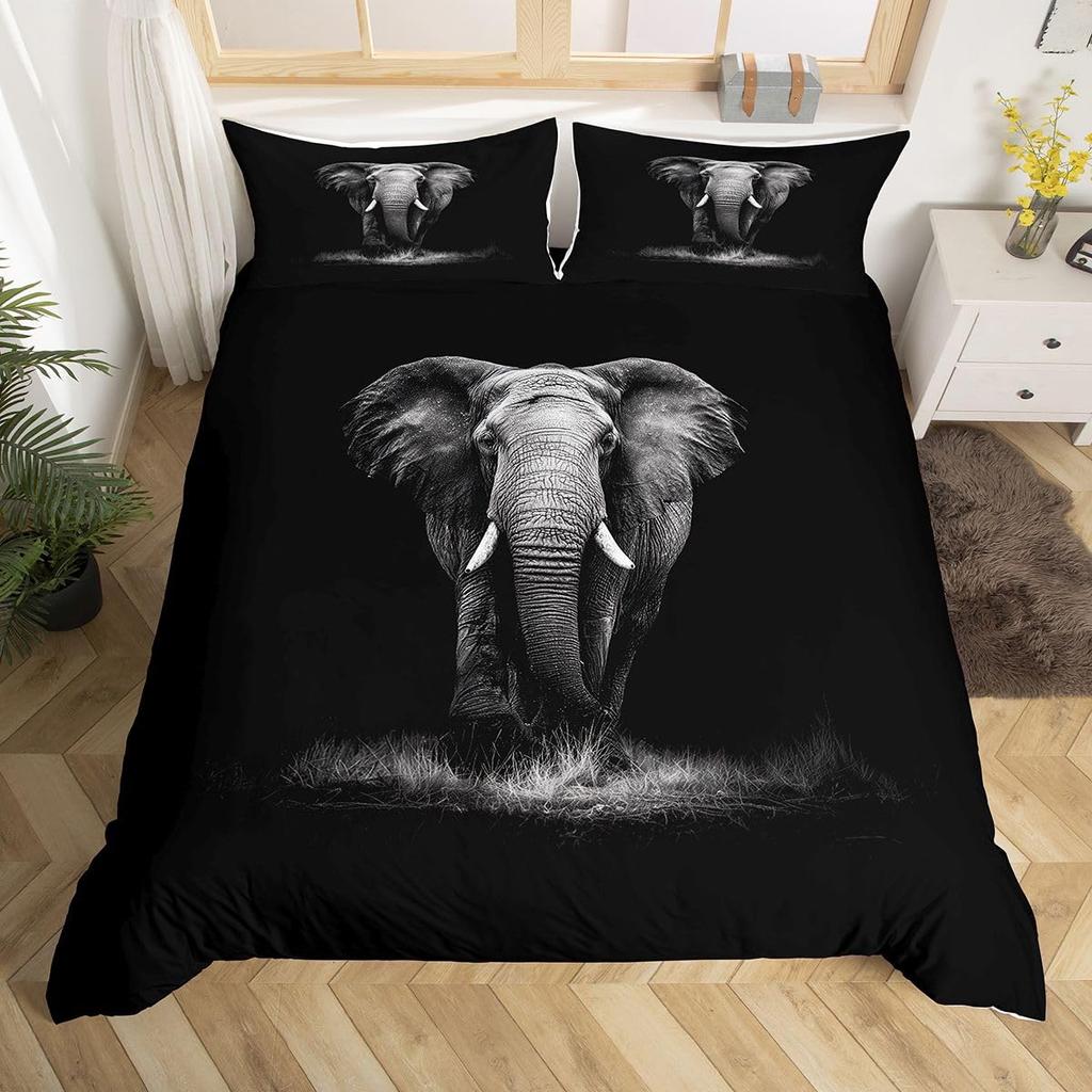 Elephant Duvet Cover Full Queen Size Wild Animal Bedding Set for Boys Girls Bedroom Dorm Decor Nature Wildlife Comforter Cover