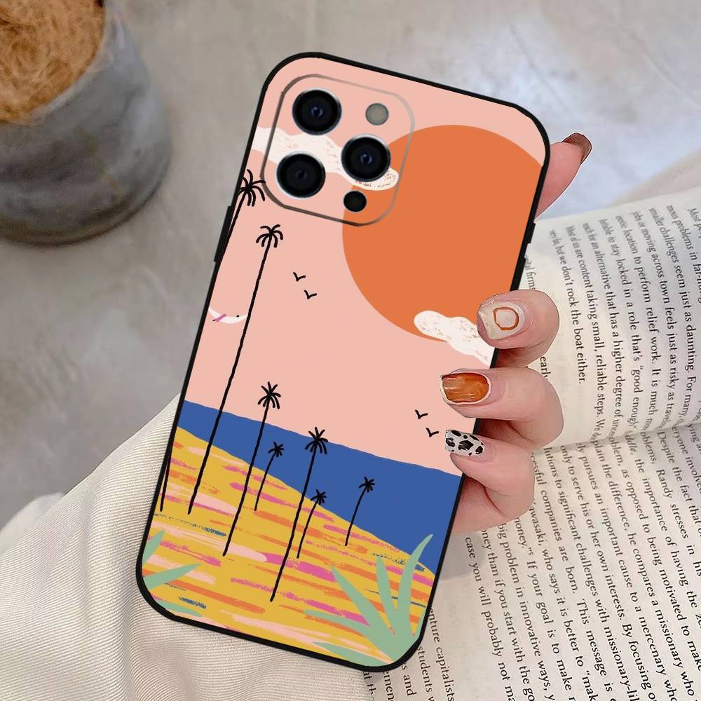 

Vintage West Coast Phone Case For iPhone 17, 16,15,14,13,12,11 Plus,Pro Max, Others Soft Black Cover iPhone15