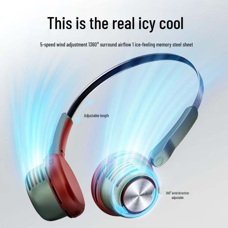 Portable Bladeless Neck-Hanging USB Rechargeable Fan for Outdoor Use 196x144x40.6 mm