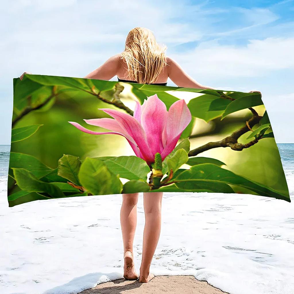 Magnolia Flower Beach Towel Sand Free Microfiber Towels for Beach Quick Dry Pool Towel Blanket Beach Towels for Adults Kids