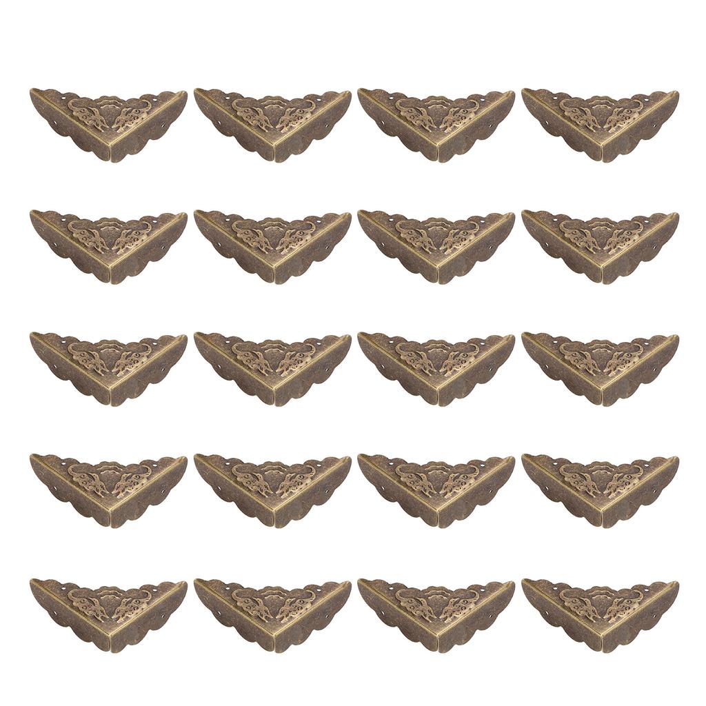 20PCS Box Corner Protectors Bronze Right Angle Retro Iron Corner Protectors with Nails for Wooden