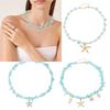 Playful Starfish Drop Necklace Lightweight Alloy Collarbone Chain With Crystal Embellishment For Casual Daily Wear