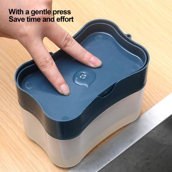 2 in 1 Kitchen Sink Soap Liquid Dispenser Box Easy Press Dishwash Liquid Box with Dishcloths Pot Sponge Brush