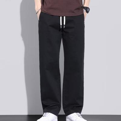 Men's Casual Loose-Fit Straight-Leg Sweatpants with Elastic Waistband; Youth All-Season Mid-Rise Drawstring Work Pants