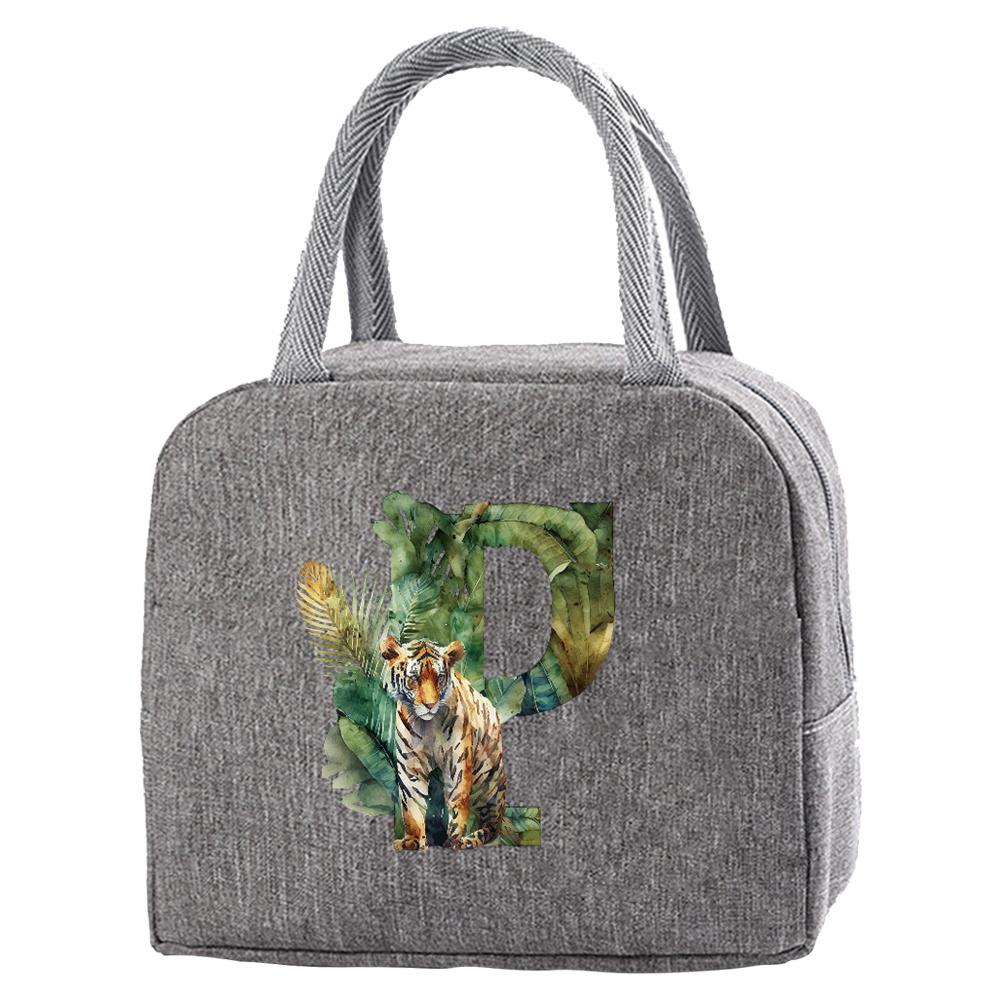 Portable Food Insulation for Traveling Jungle Tiger Letter Printing Box Picnic Waterproof Oxford Zipper Insulation Lunch Bag
