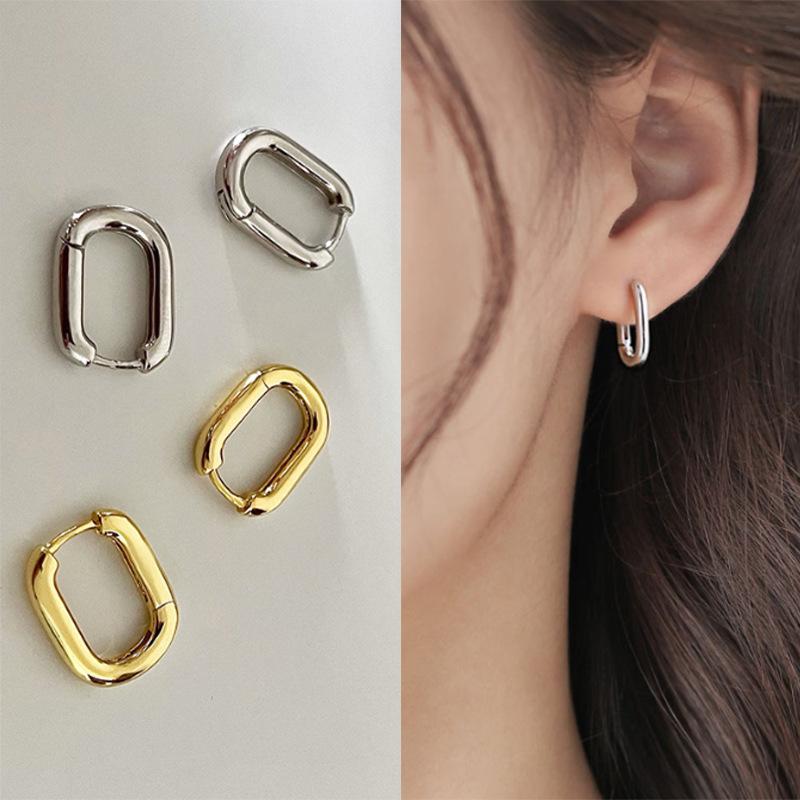 New Foxanry Prevent Allergy Silver Color Stud Earrings France Vintage Handmade U-Shape Circle Bride Jewelry Gifts