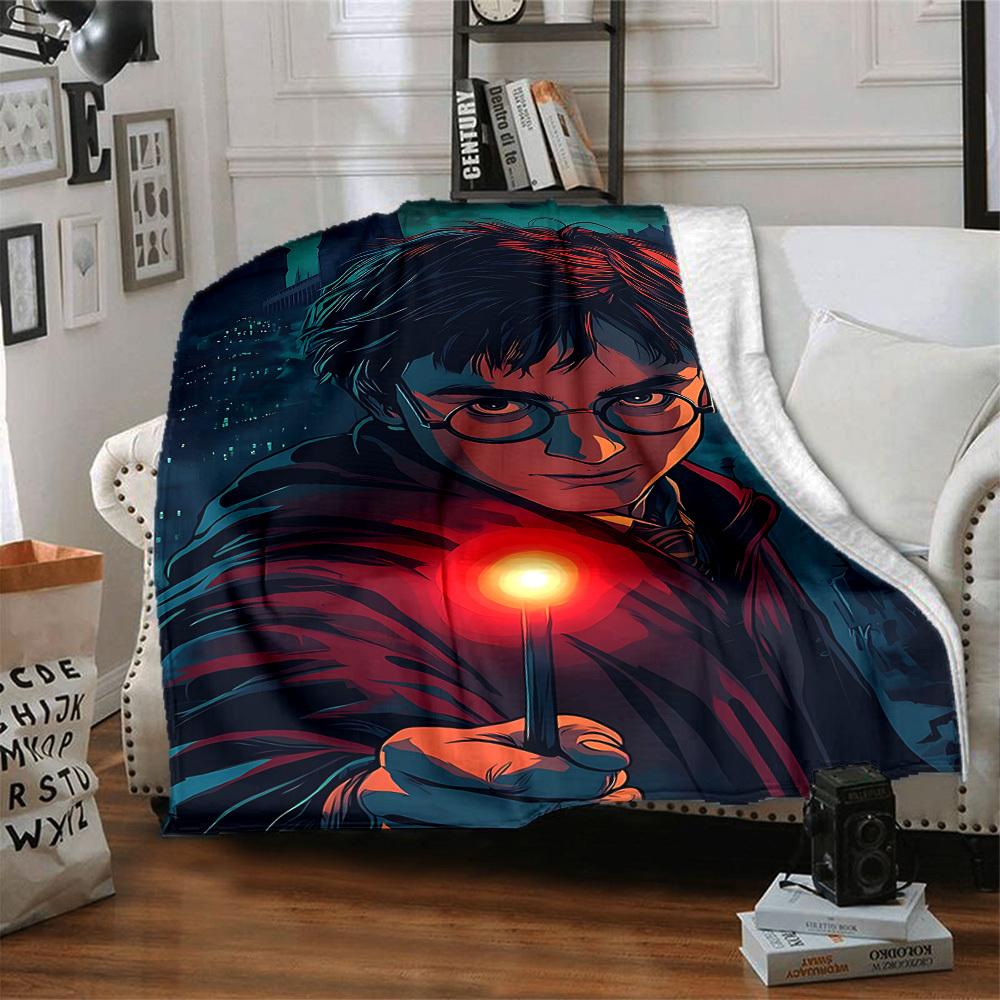 1pc Harry Potter Flannel Throw Blanket - HD Printed Lightweight Soft Warm All-Season Blanket for Sofa, Bed, Travel, Camping 111