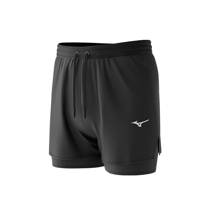 

Mizuno Solid Color Double Layer Swim Shorts Men swimwear Black N2CB3122 2XL
