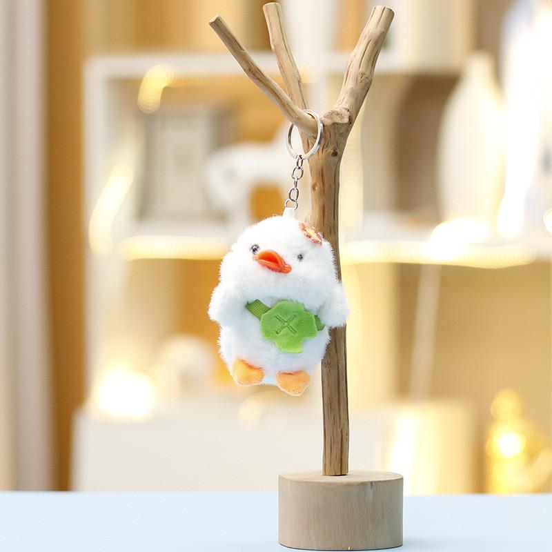Plush Toy Flower Small Yellow Duck With Keychain For Kids Gift Or Bag Decor