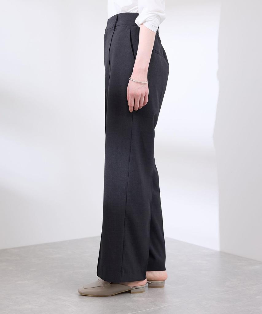 Rope Picnic Moisture Quick Sheer Straight Wide for GDS15430 Charcoal 40 [UV Protection, Wicking, Drying] Linen-Like Pin-Tuck Pants/Suitable