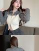 Spicy Girl Polo Collar Cropped Knit Cardigan Sweater - Women's Autumn Long Sleeve Slit Top
