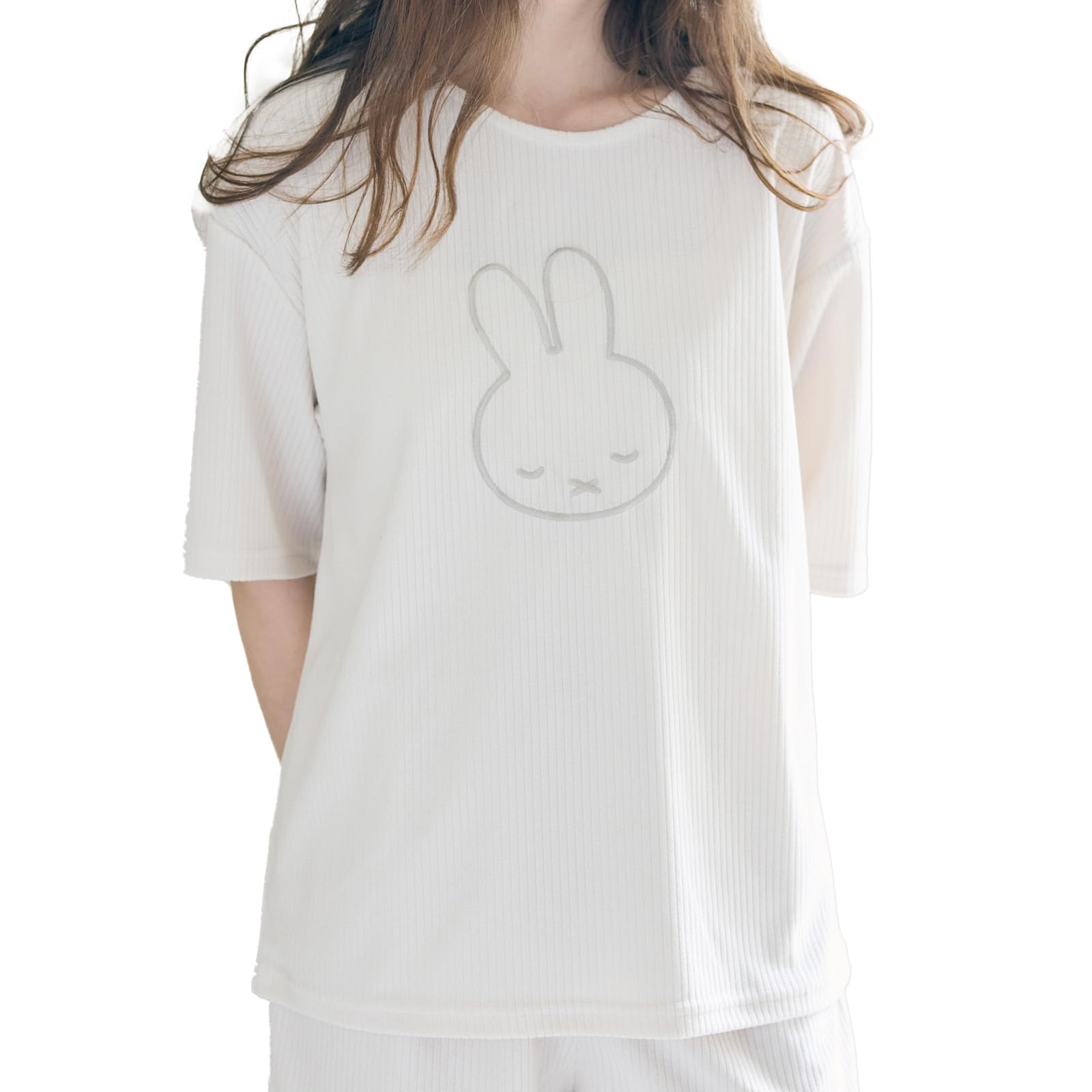 

Miffy Pajamas for Short Pants Sold M [Lafuku] Women, Pile, Sleeve, Loungewear, Set-up Compatible, Separately, Ivory, слонова кістка