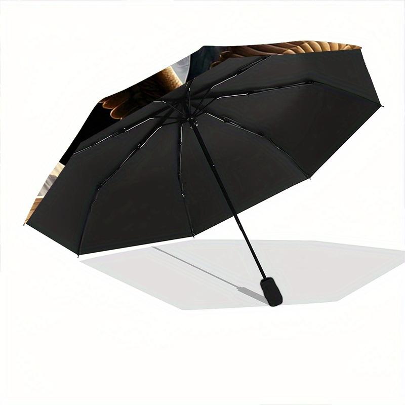 1pc Wolf and Eagle Yin Yang Automatic Opening and Closing Umbrella - Lightweight 3-Fold Design, Suitable for Fans, Travel, Daily Use, Interesting