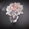 Pink Diamond Flower Ring Pendant High Value Niche Design Versatile Temperament Sweet Light Luxury Noble Super