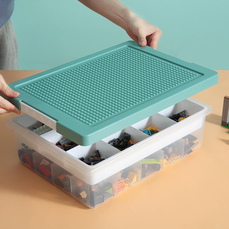 Scatola Trasparente per Giocattoli per Blocchi da Costruzione con Coperchio - Organizer per Bambini