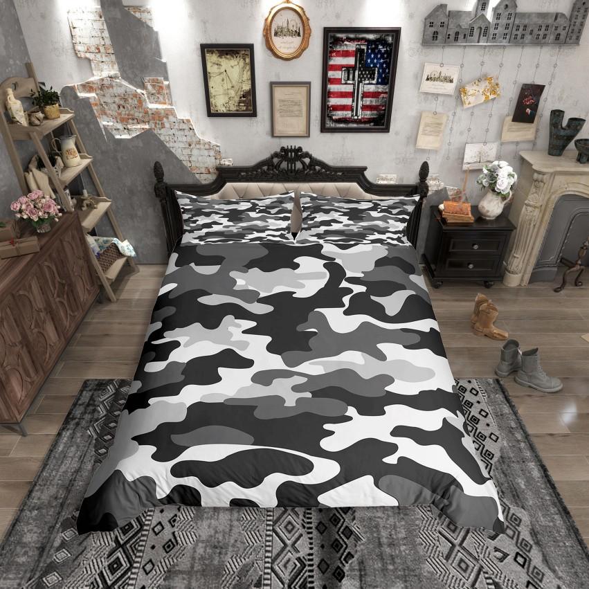 Homewish Rustic Hunting Fishing Duvet Cover Set for Men,Retro US Flag Bedding Set,Wildlife Bear Deer Bed Set