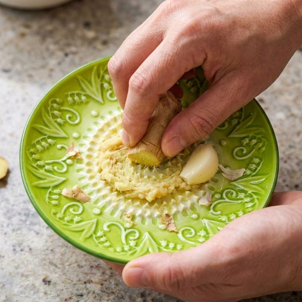Vintage Ginger Garlic Grater Raised Teeth Colorful Embossed Kitchen Puree Grater Quickly Release Mud Wear-resistant