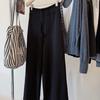 Spring Korean Drape High-Waisted Wide-Leg Pants - Flattering for Pear-Shaped Figures, Casual Straight-Leg Design