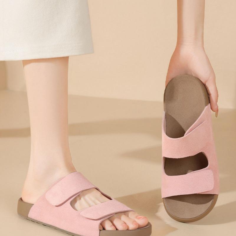 Thick-soled Velcro cool slippers for women's summer wear, new fashion one-word drag, retro sandals