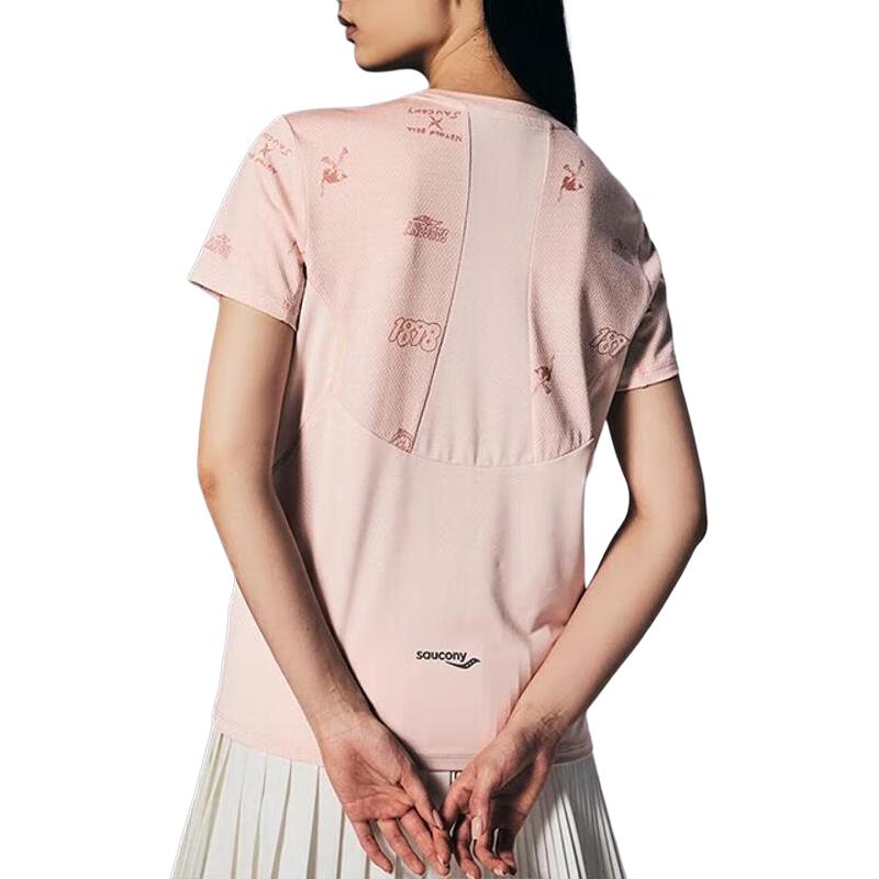 SAUCONY Nathan Bell Series Fashion Simple Pullover Short Sleeve T-Shirt Women Tops Pink SA1259ST42C-PR244