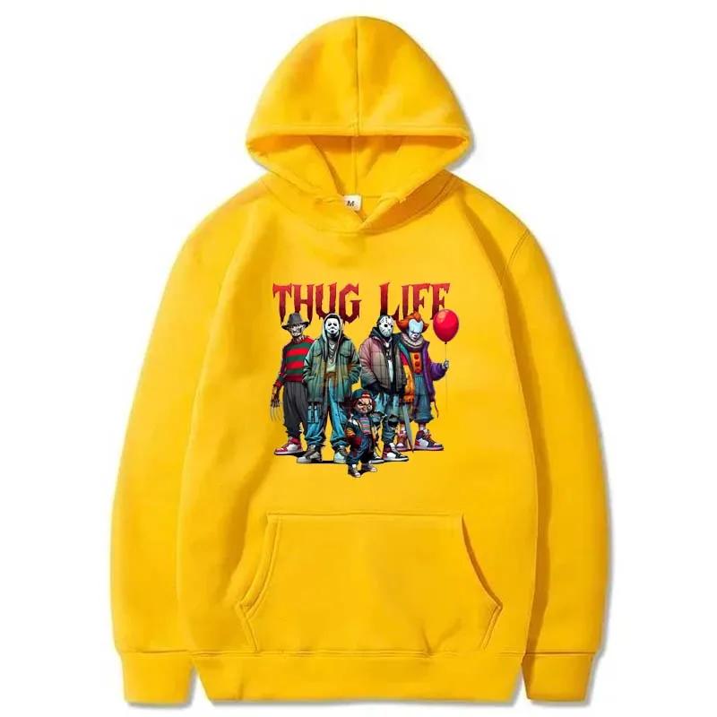 Halloween Horror Thug Life Movie Characters Printed Hoodie Autumn Winter Women Retro Fashion Long Sleeve Pullover