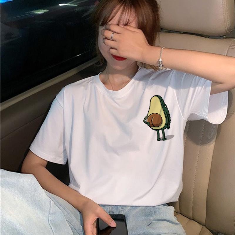 Avocado Vegan T Shirt Women Harajuku Funny Cartoon T-Shirt Ullzang Korean Style Small Fresh Tshirt 90S Fashion Top Tees Female