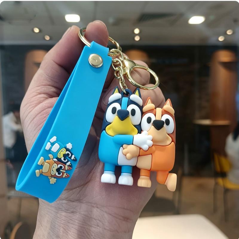 Bluey Family Keychain, Cute Puppy Key Ring, Cartoon Bag Pendant Decor Gift