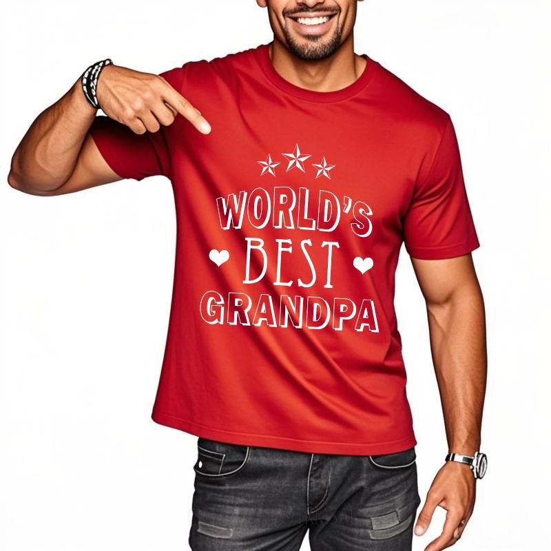 New Arrived Women Oneck Tshirt Cotton Worlds Best Grandpa With Stars And Hearts Retro For Unisex Teeshirt Male Summer Teeshirt