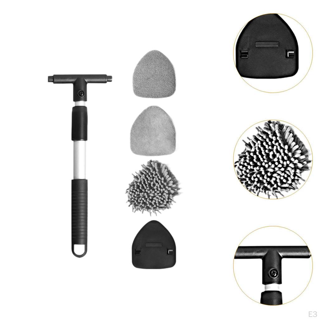 Car Window Cleaner Tool with Extendable Handle And 4 Washable Pads for Auto Detailing