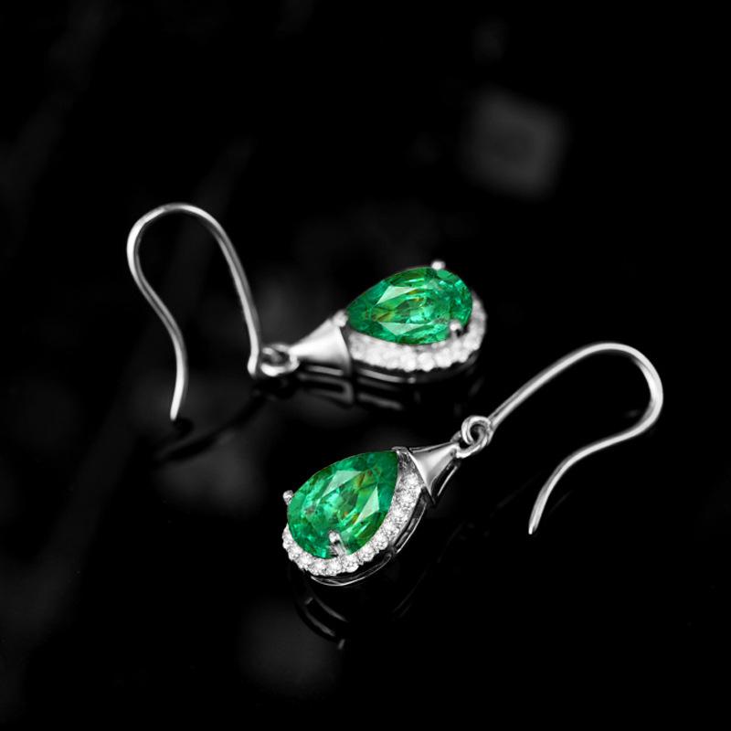 BELLA BOX Europe And The United States New Temperament Water Drop Shape Simulation Emerald Tourmaline Color Jewel Earrings Mother's Day Gift