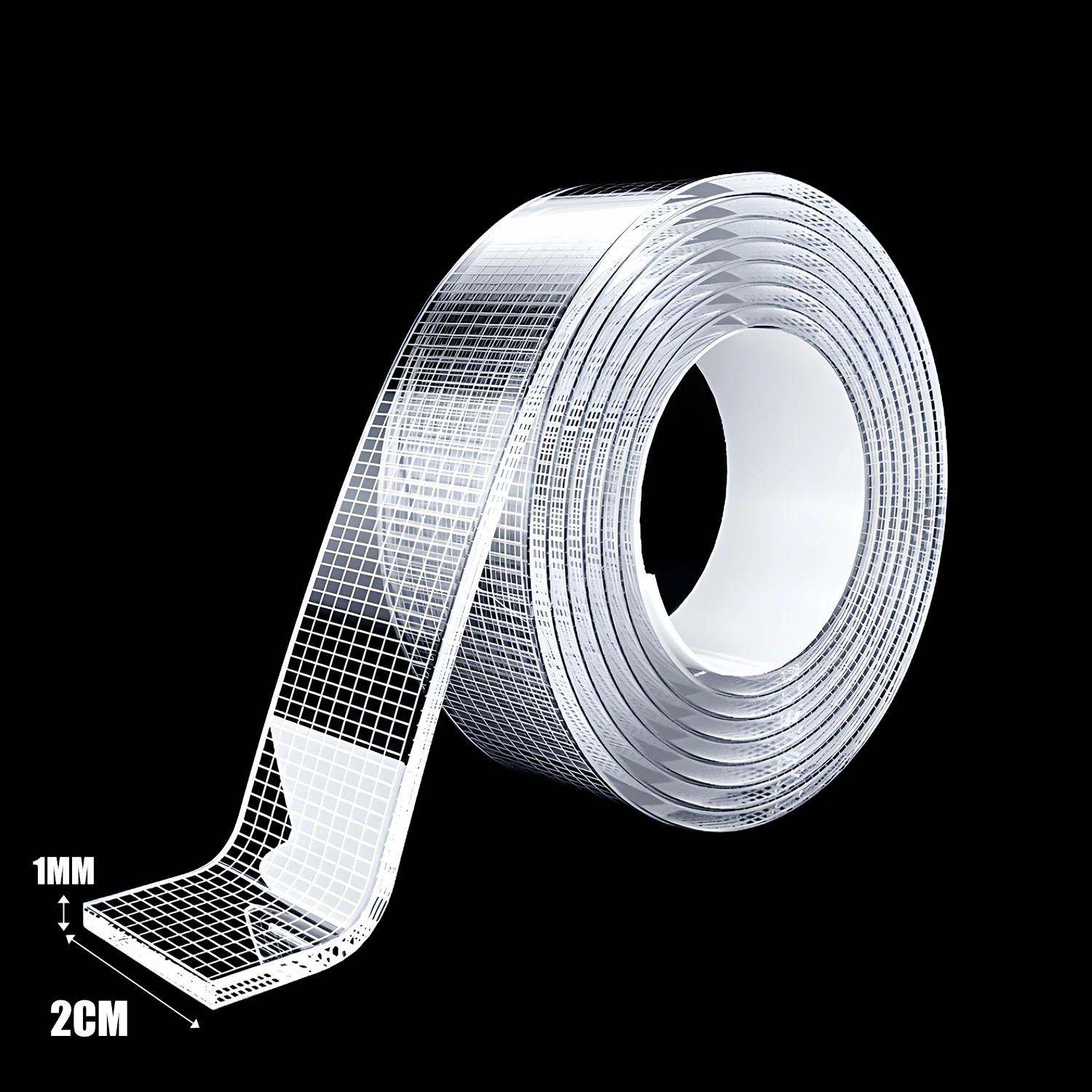

Double Sided Tape High Viscosity Grid Fiber Transparent Sticky Fixed Strips Waterproof Adhesive Fiber Mesh Tapes Office Supplies 1Roll-(3M)
