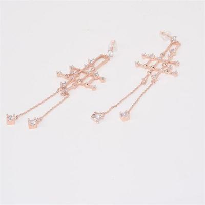 [Onm] Onm Design Long Drop Cubic Earrings - 92.5 Silver, Rose Gold (9593060)