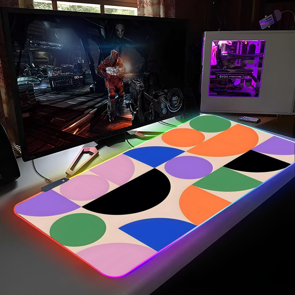 Bauhaus Geometric Mouse Pad RGB Backlit Mouse Pad Laptop Mouse Pad Laptop Gamer Computer Desk Gaming Accessories