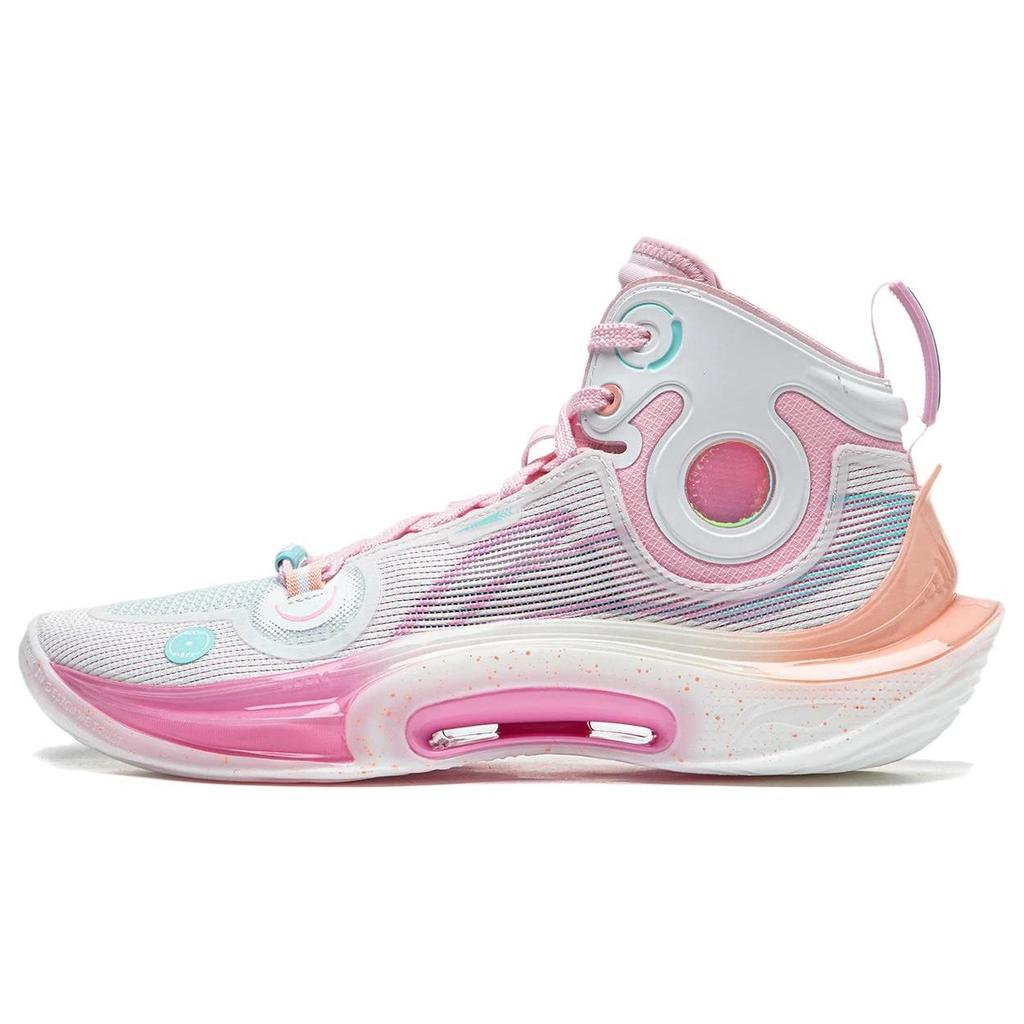 Li Ning Sonic Ultra High-Top Basketball Shoes Men sneakers White Pink ABAT019-4