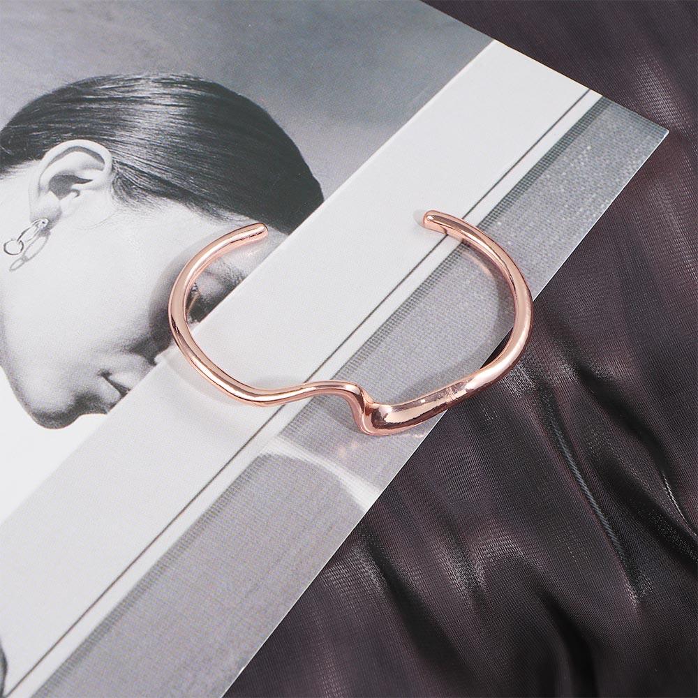 Fashion Arc Bending Adjustable Water Wave Pattern Opening Bangle Women Gift Jewelry Simple Bracelet