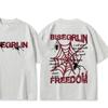 Casual Women's Soft Cotton T-shirts Scream Spiders Cobwebs Printing Tops Back Printed Short Sleeve Fashion Female Clothes