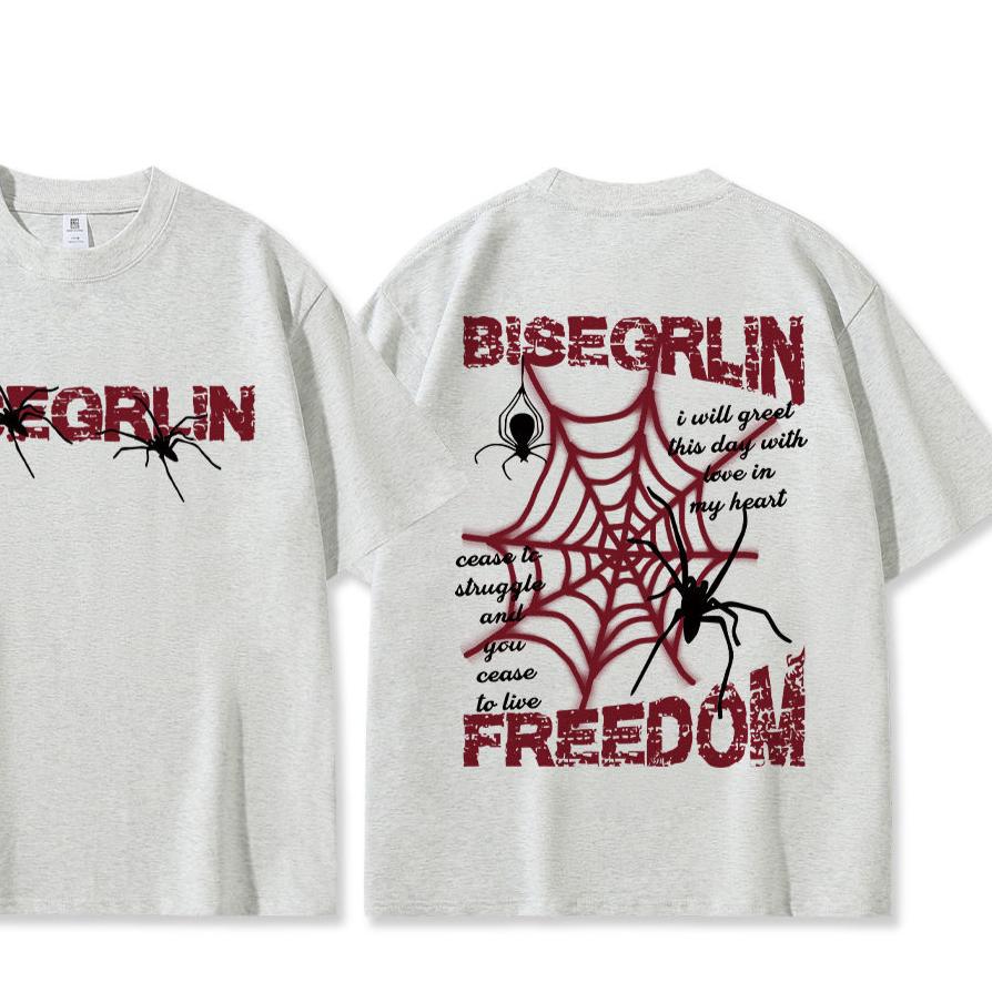 Casual Women's Soft Cotton T-shirts Scream Spiders Cobwebs Printing Tops Back Printed Short Sleeve Fashion Female Clothes