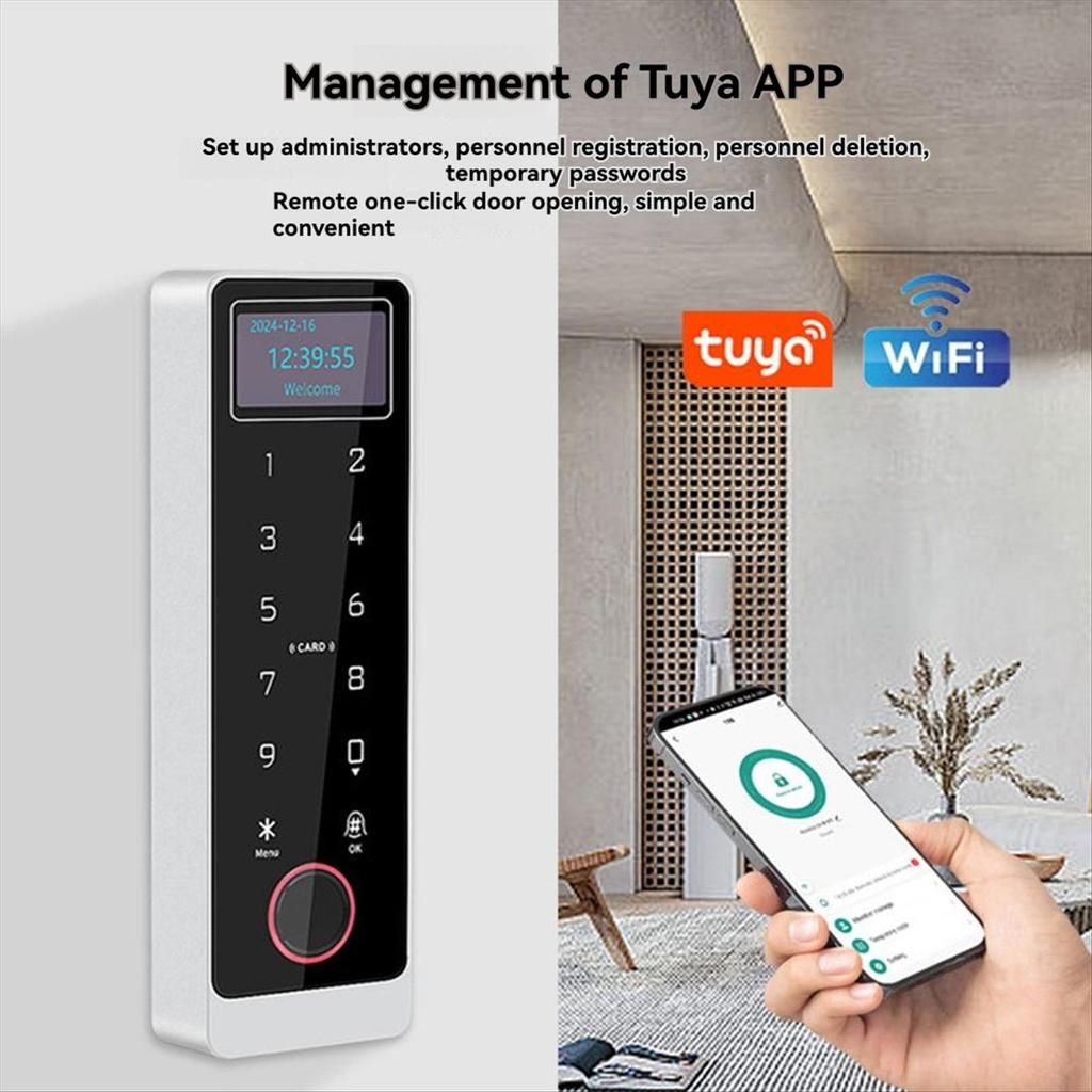Tuya Wifi Smart Door Lock Controller with LCD Screen WiFi APP Control Fingerprint IC Card NFC IP67 Waterproof