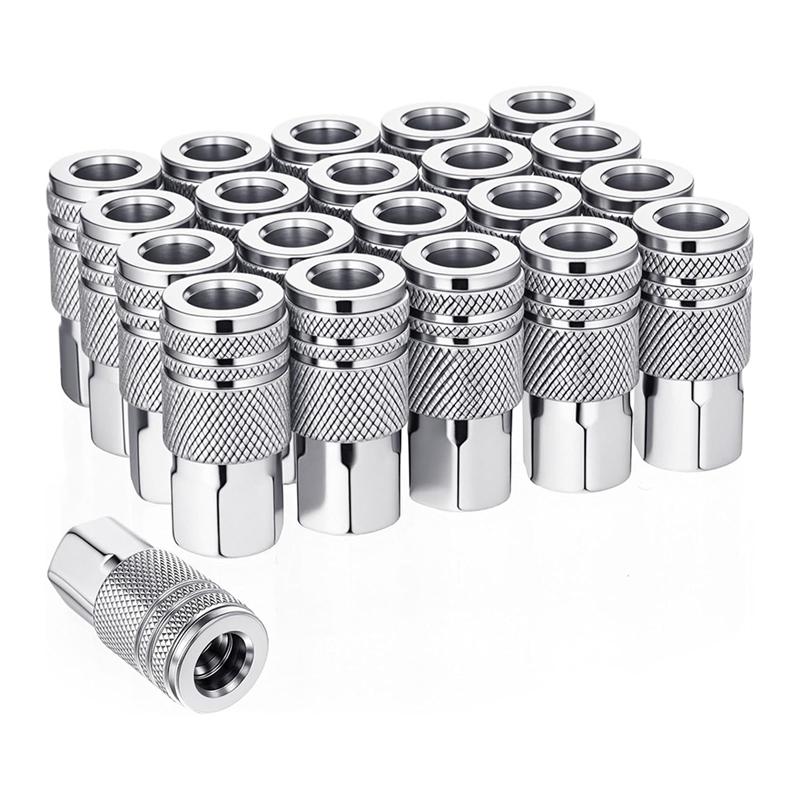 

A95I-Industrial M-Type Quick Connect Air Coupler 20 Pcs 3/8 High Flow Air Fittings 3/8 Inch Female Connector срібний