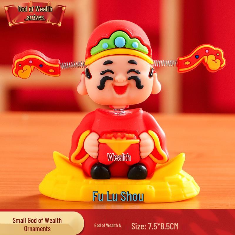 2026 New Chinese Style God of Wealth Bobblehead Car Ornament for Center Console
