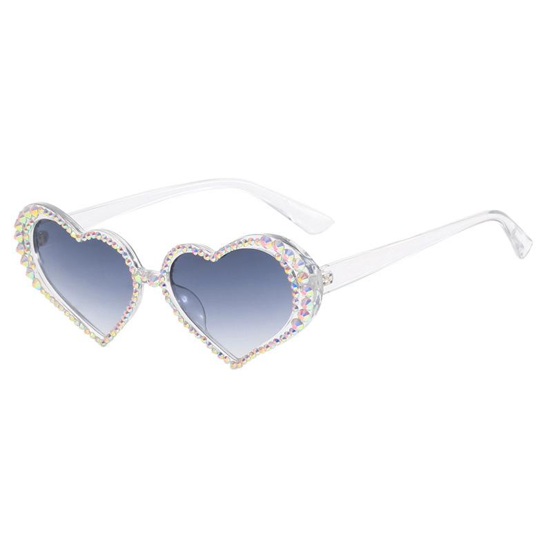 

Love Heart Diamond Sunglasses Women Brand Designer New Fashion Gradient Eyewear Rhinestone Cat Eye Sun Glasses Uv400 only 1pcs sunglasses