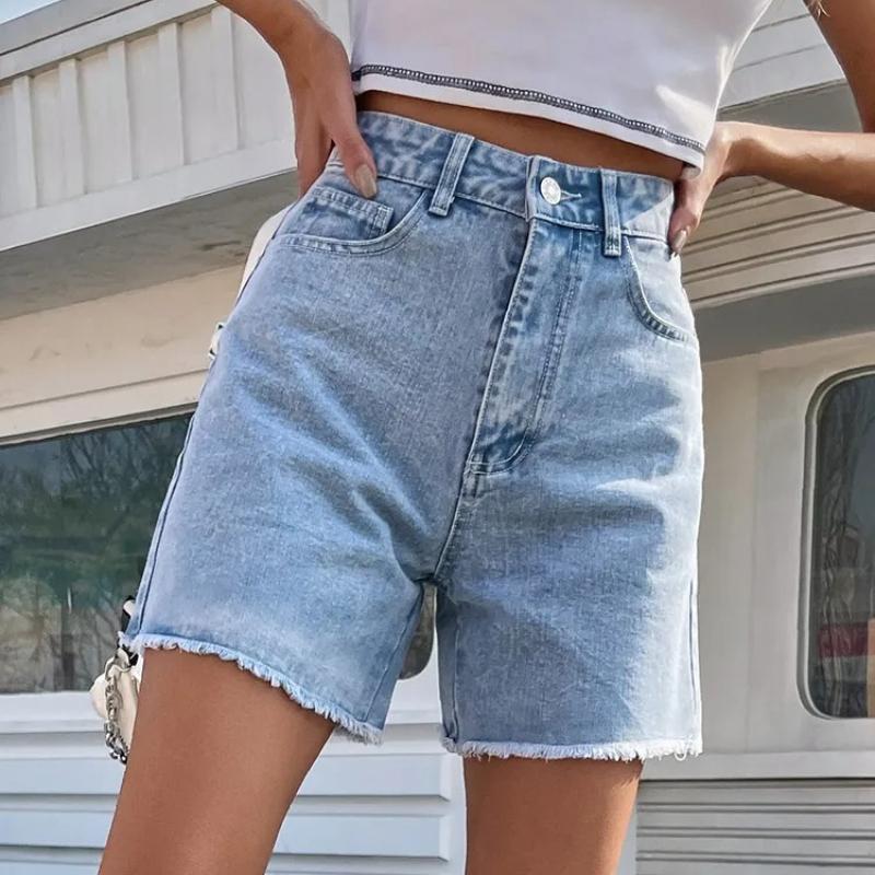 Streamgirl Blue Women s Denim Shorts Summer High Waist Casual Chic Loose Jean Shorts for Women Summer Denim Short Femme XS
