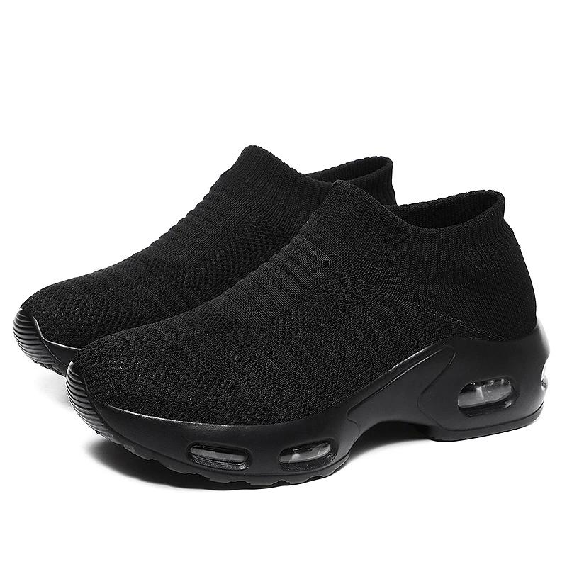 Fashion Women Sneakers 2025 Spring Flat Shoes Slip on Platform Sneakers for Women Black Breathable Mesh Sock Sneakers Shoes